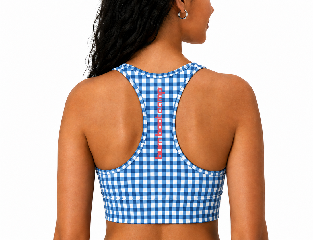 Seamless Push-Up Longline Bra Top- Gingham