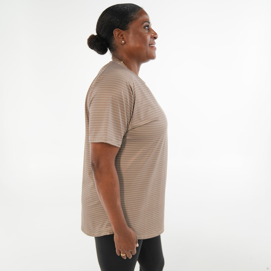 Pinstripe Unisex Performance Tee - Desert Taupe