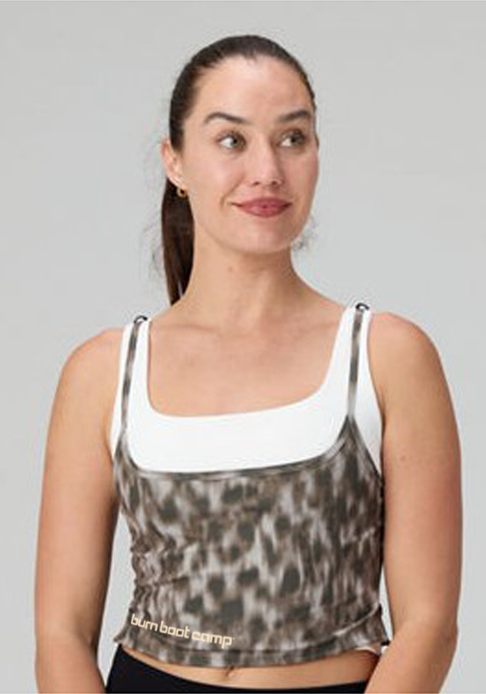 Pureluxe Double Layer Built-In Bra Tank- Leopard