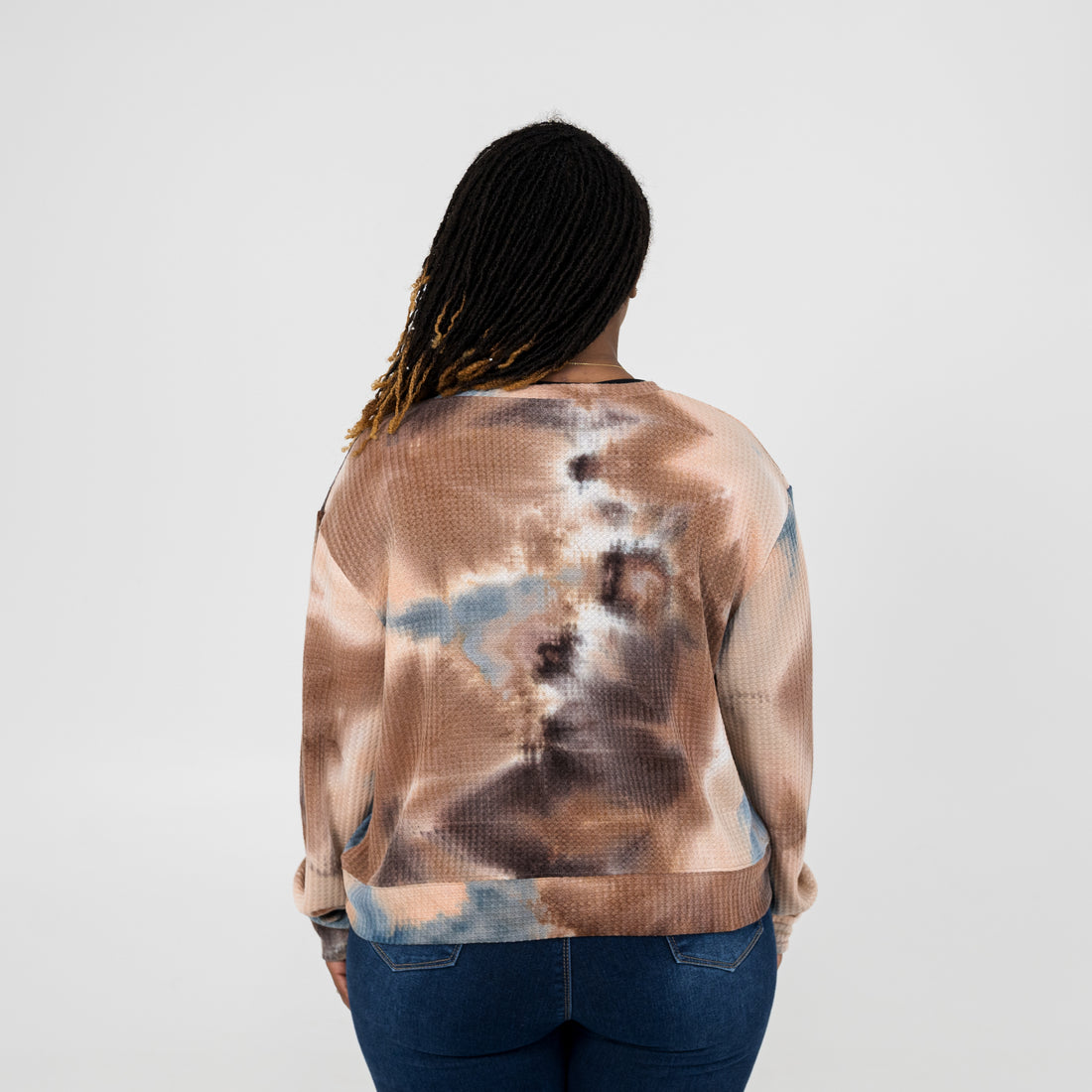 Tie-Dye Cropped Waffle Sweatshirt