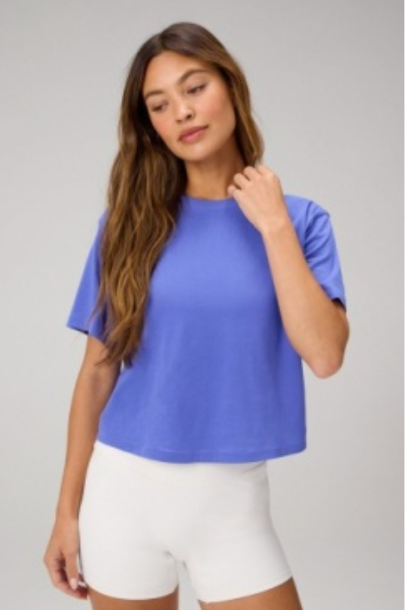 100% Cotton Boxy Tee - Sapphire Sky