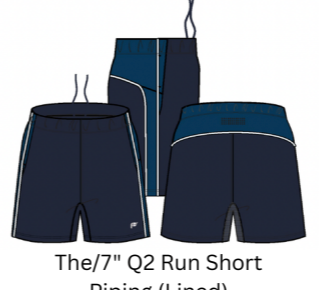 The 7" O2 Run Short Piped (Lined)- Navy