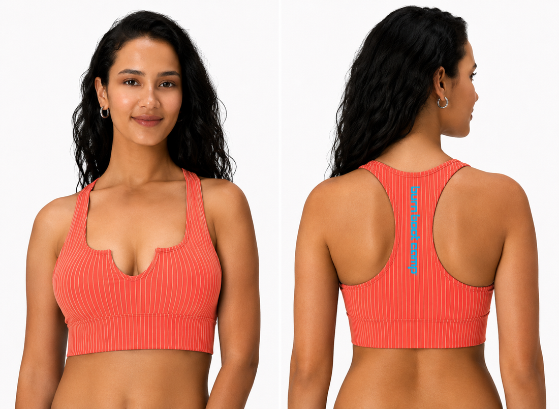 Seamless Push-Up Longline Bra Top - Hot Coral Neon
